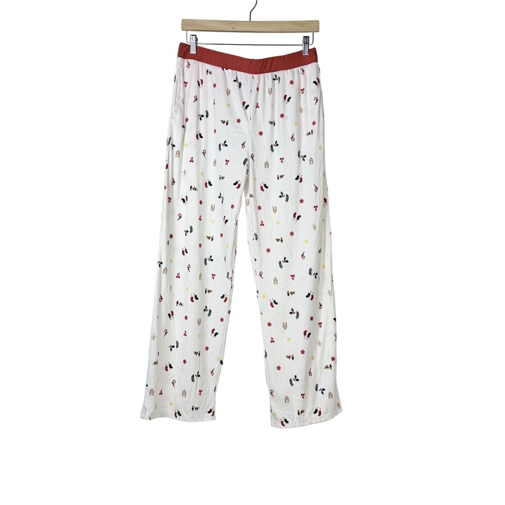 Jaclyn Apparel White Holiday Knit Pajama Pants Womens S NWOT Christmas